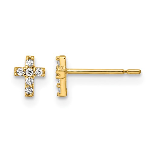 14k Madi K CZ Cross Post Earrings