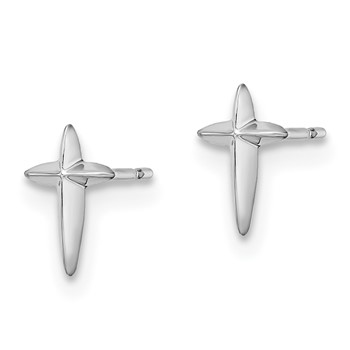 14k White Gold Madi K Cross Childrens Post Earrings — alternate view