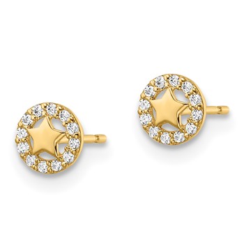 14k Madi K CZ Star Childrens Post Earrings — alternate view