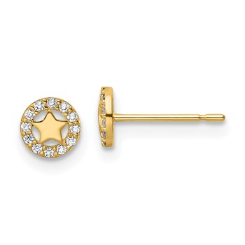 14k Madi K CZ Star Childrens Post Earrings