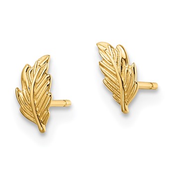 14k Madi K Leaf Childrens Post Earrings — alternate view