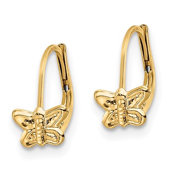 14K Madi K Polished Butterfly Childrens Leverback Earrings — alternate view