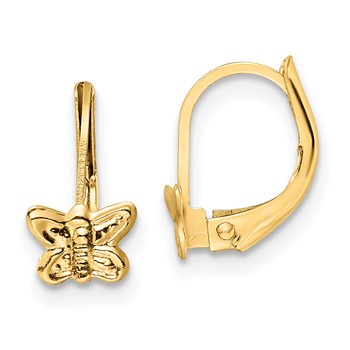 14K Madi K Polished Butterfly Childrens Leverback Earrings