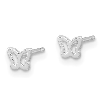 14K White Gold Madi K Tiny Butterfly Childrens Post Earrings — alternate view