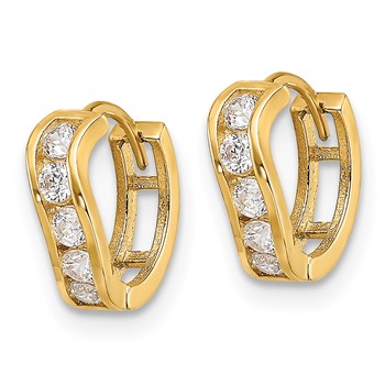 14k Madi K Polished CZ Wavy Hinged Huggie Hoop Earrings — alternate view