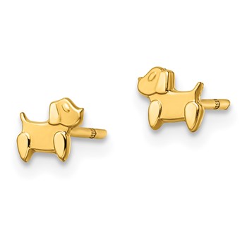 14k Madi K Polished and Satin Tiny Dog Childrens Post Earrings — alternate view