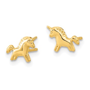 14K Madi K Polished Unicorn Childrens Post Earrings — alternate view