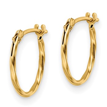 14K Madi K Polished Twisted 1x12mm Hoop Earrings — alternate view