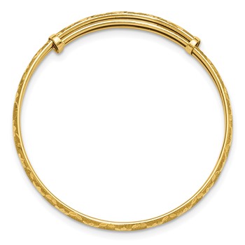 14K Satin and Diamond-cut 3.15mm Flexible Baby Bangle — alternate view