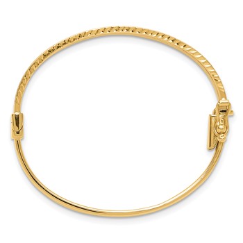 14K Two-tone Polished and Diamond-cut Hinged Baby Bangle — alternate view