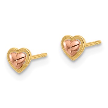 14k Two-Tone Madi K Polished 4mm Heart Childrens Post Earrings — alternate view