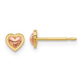 14k Two-Tone Madi K Polished 4mm Heart Childrens Post Earrings