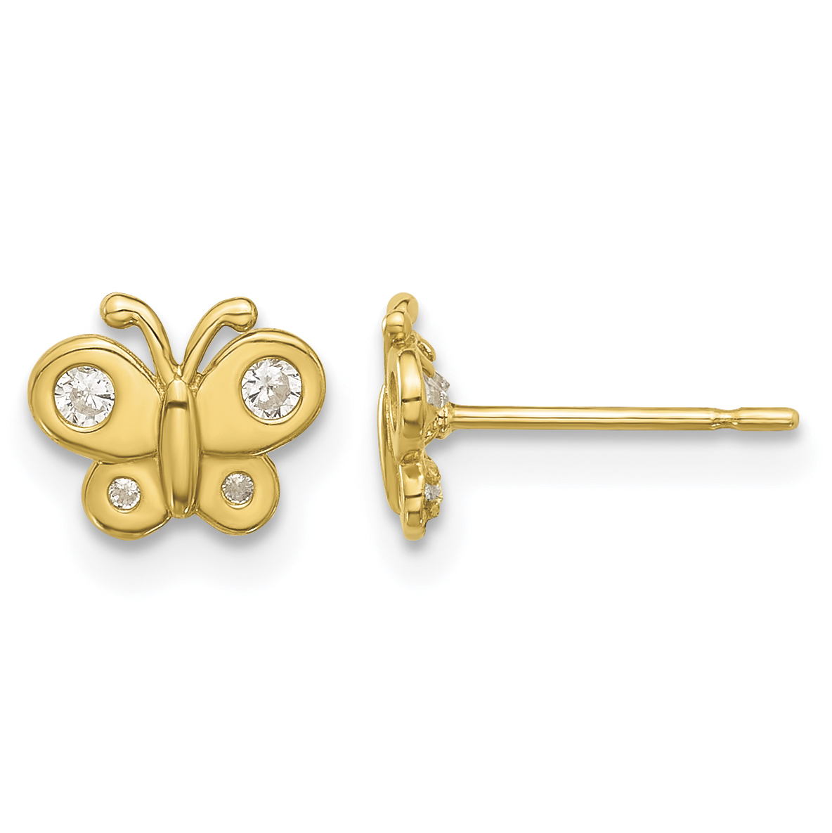 Madi K CZ Butterfly Post Earrings Real 14k Yellow Gold 6.4x7.7mm Girl's Animal main product image