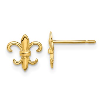 14k Madi K Polished Fleur de Lis Childrens Post Earrings
