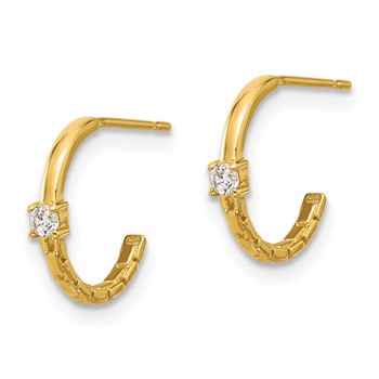 14k Madi K Polished CZ and Link 2x12mm J-Hoop Post Earrings — alternate view