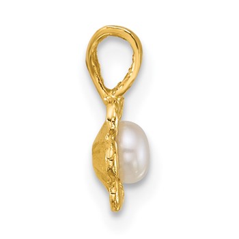 14k Madi K Polished 3-4mm Button White Freshwater Cultured Pearl Flower Pendant — alternate view