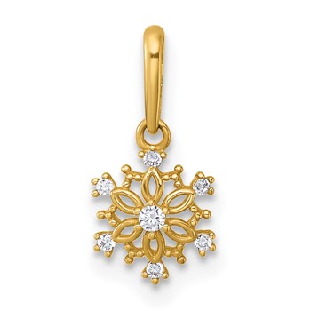 14k Madi K Polished CZ Snowflake Childrens Charm / Pendant