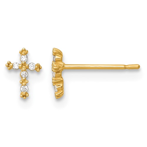 14k Madi K Polished CZ Cross Post Earrings