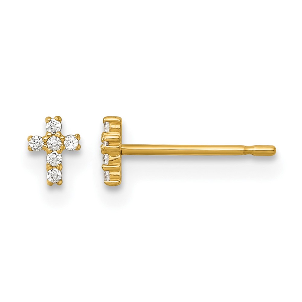 14k Madi K Polished CZ Cross Post Earrings