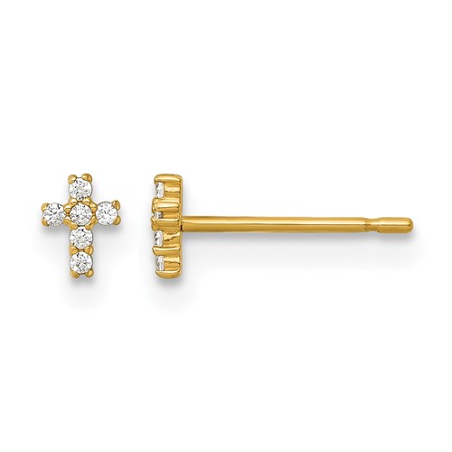 14k Madi K Polished CZ Cross Post Earrings