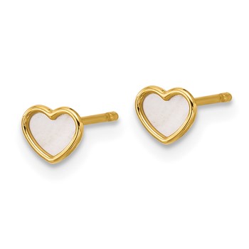 14K Polished Mother of Pearl 5mm Heart Post Earrings — alternate view