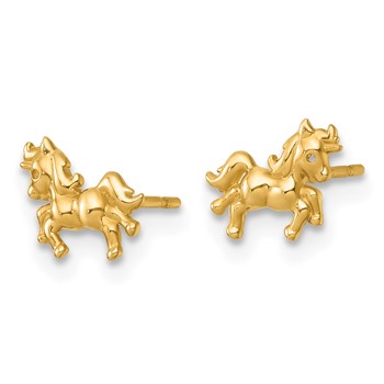 14k Madi K Polished Unicorn Childrens Post Earrings — alternate view