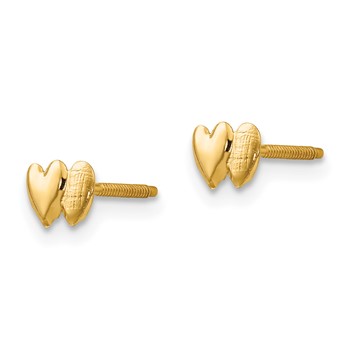14k Madi K Double Heart Childrens Post Earrings — alternate view