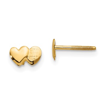 14k Madi K Double Heart Childrens Post Earrings