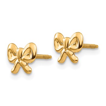 14k Madi K Bow Childrens Screwback Post Earrings — alternate view