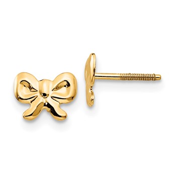 14k Madi K Bow Childrens Screwback Post Earrings
