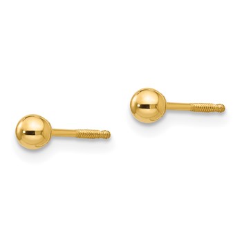14k Madi K 3mm Ball Push On and Screw Off Screwback Post Earrings — alternate view