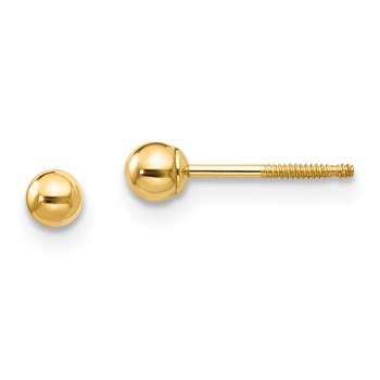 14k Madi K 3mm Ball Push On and Screw Off Screwback Post Earrings