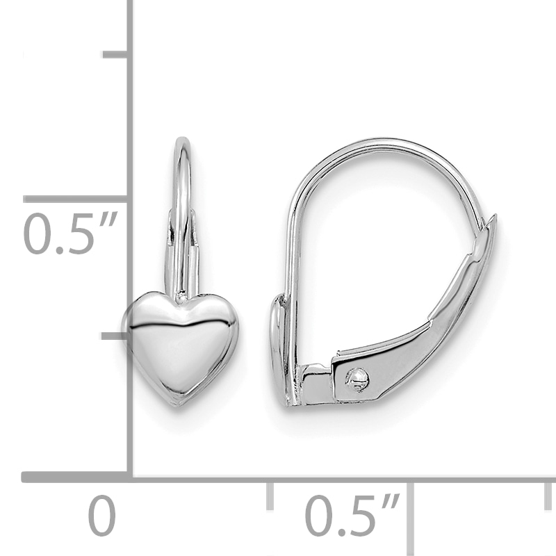 Real 14kt White Gold Madi K Kid’s Girls Heart Leverback Earrings detailed image 4