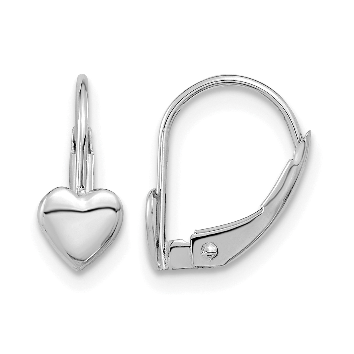 Real 14kt White Gold Madi K Kid’s Girls Heart Leverback Earrings main product image