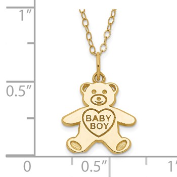 14k Baby Boy Teddy Bear Children's Necklace — alternate view