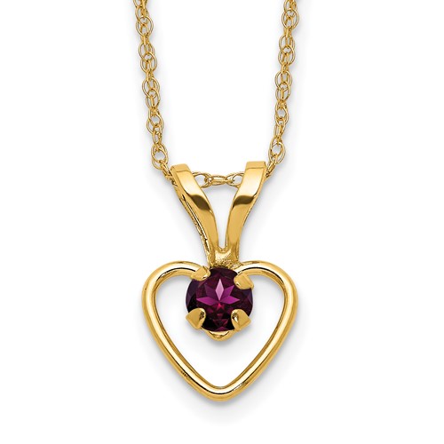 14k Madi K 3mm Rhodolite Garnet Heart Birthstone Necklace