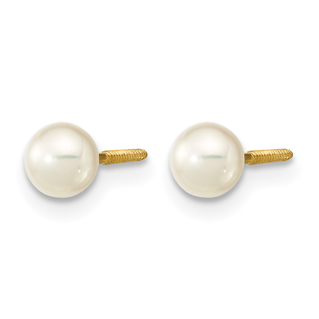 Madi K Pearl Near-Round Freshwater Earrings Real 14k Yellow Gold 5mm product image view 2
