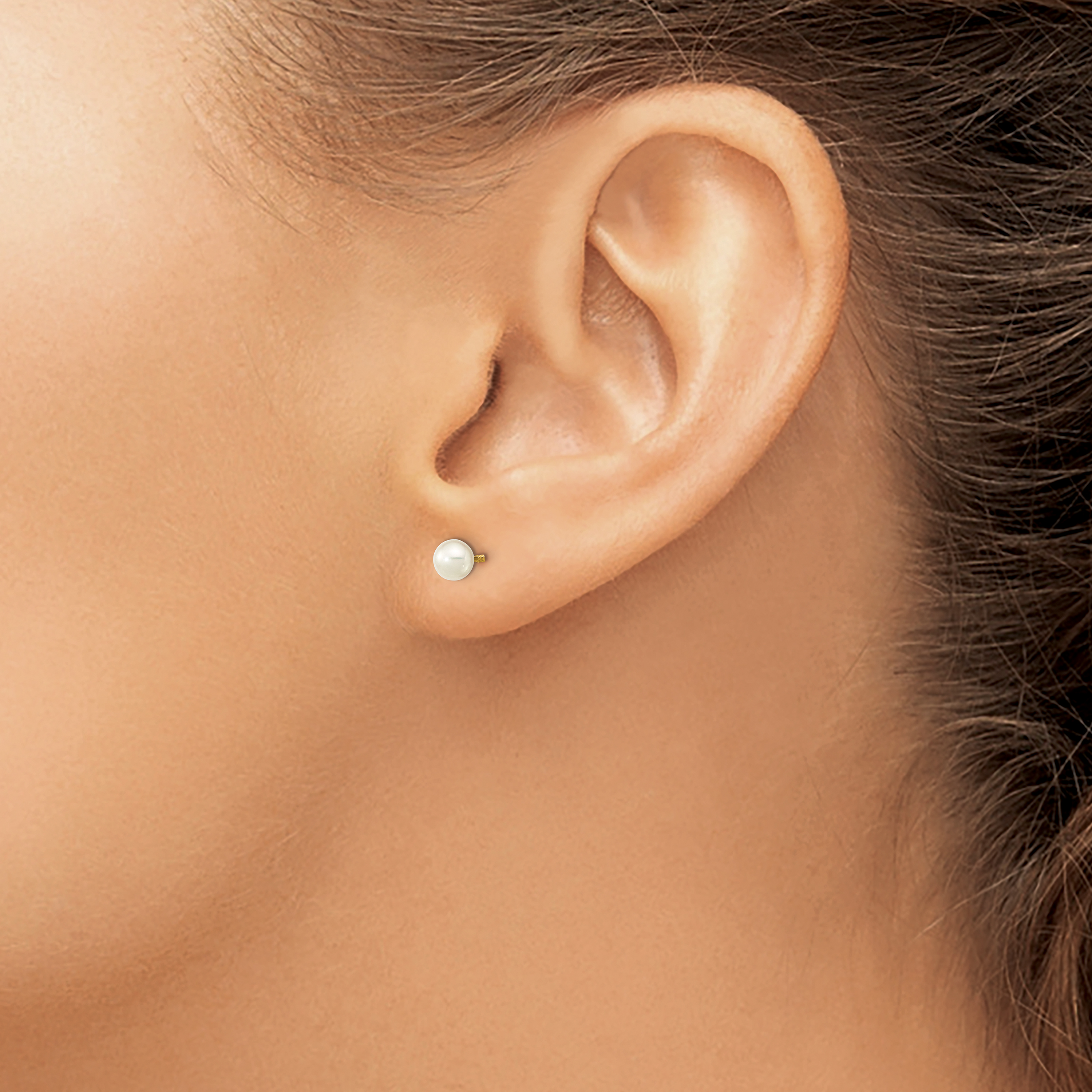 Madi K Pearl Near-Round Freshwater Earrings Real 14k Yellow Gold 5mm product image view 3