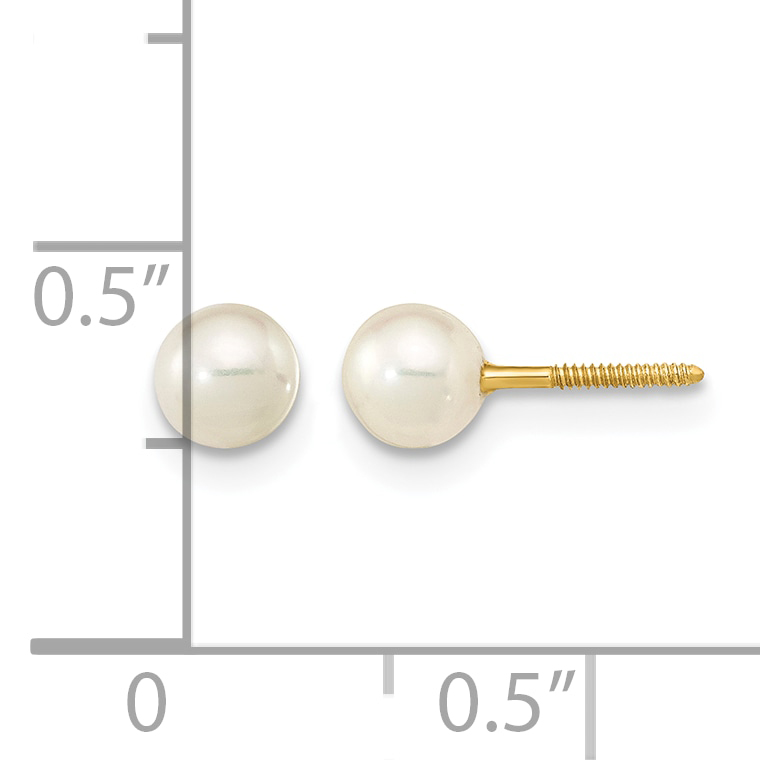 Madi K Pearl Near-Round Freshwater Earrings Real 14k Yellow Gold 5mm product image view 4