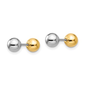 14k Madi K Two-tone Reversible 5mm Ball Screw Earrings — alternate view