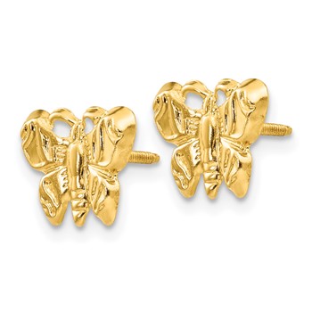 14k Madi K Butterfly Childrens Screwback Post Earrings — alternate view