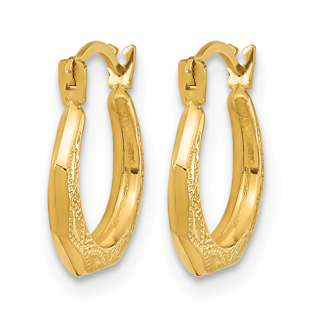 Real 14k Yellow Gold Polished 13x12mm Madi K 13mm Hoop Earrings detailed image 2