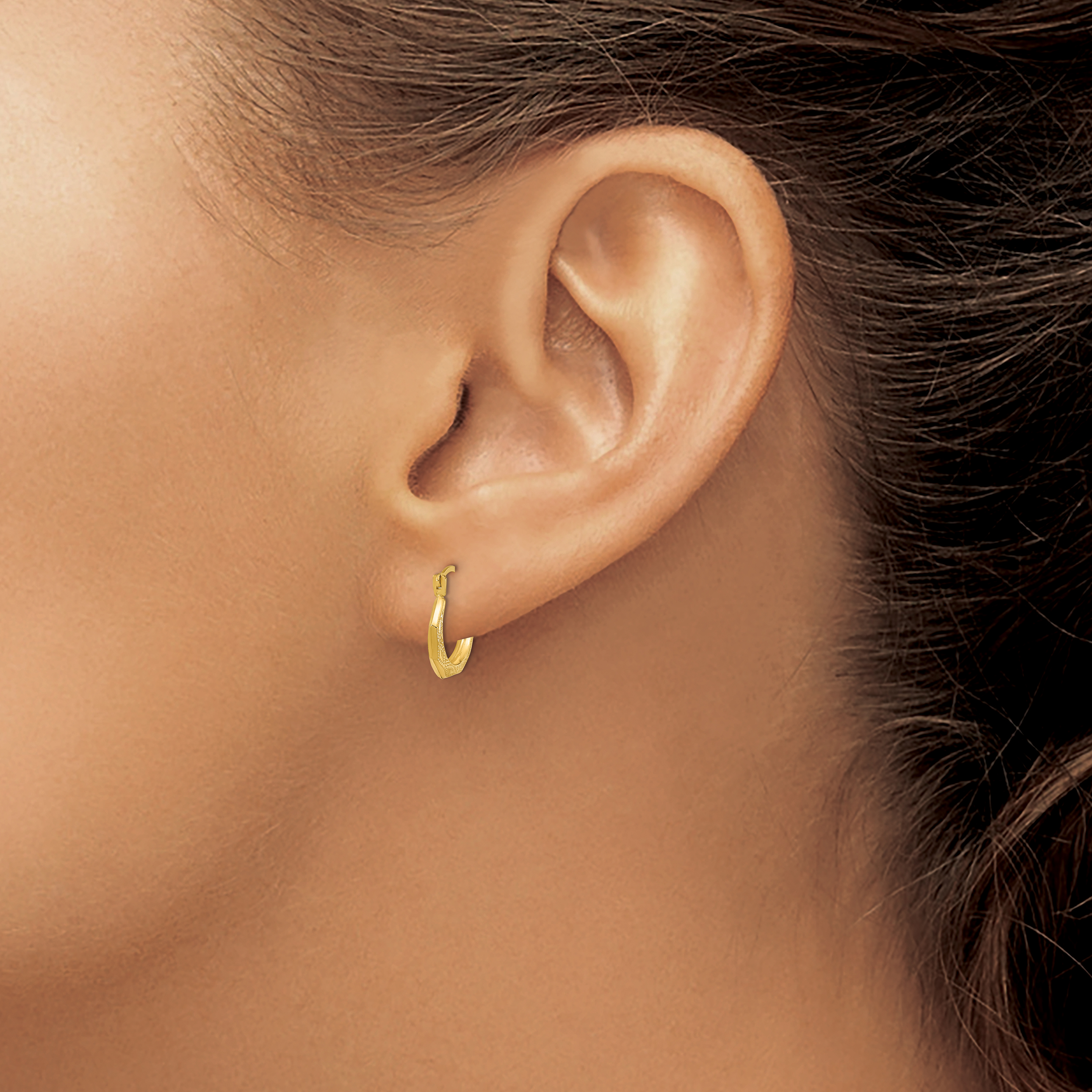 Real 14k Yellow Gold Polished 13x12mm Madi K 13mm Hoop Earrings detailed image 4