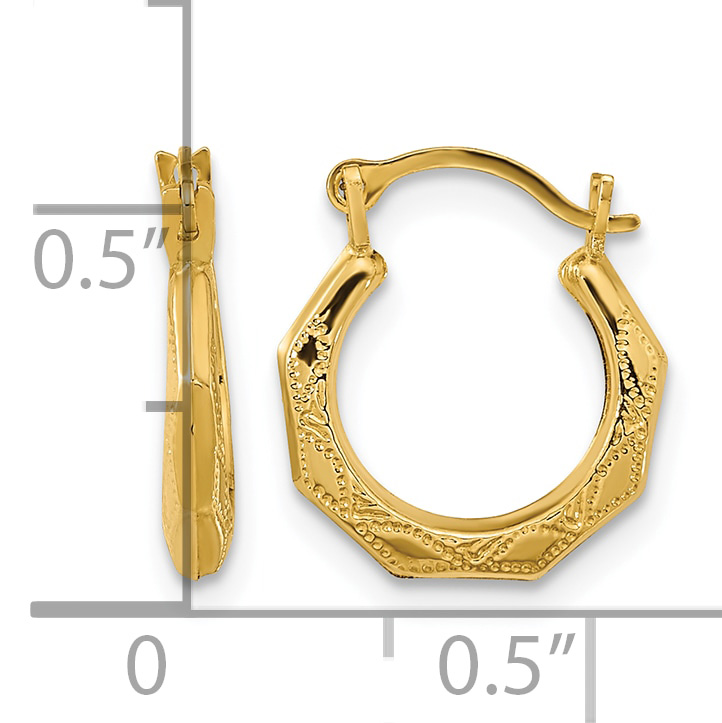 Real 14k Yellow Gold Polished 13x12mm Madi K 13mm Hoop Earrings detailed image 3