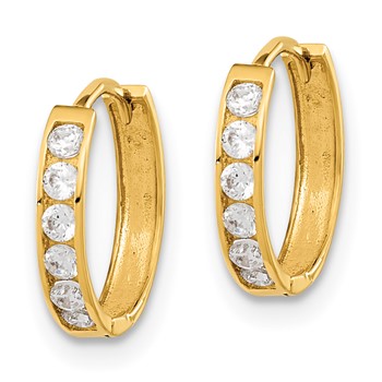 14k Madi K CZ 2x11mm Hinged Hoop Earrings — alternate view