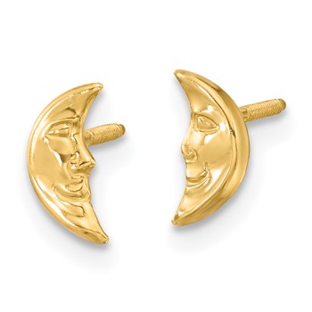 14k Madi K Moon with Face Childrens Screwback Post Earrings — alternate view