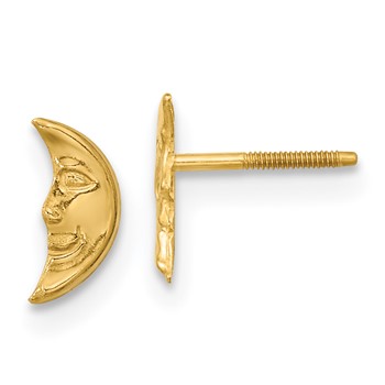 14k Madi K Moon with Face Childrens Screwback Post Earrings