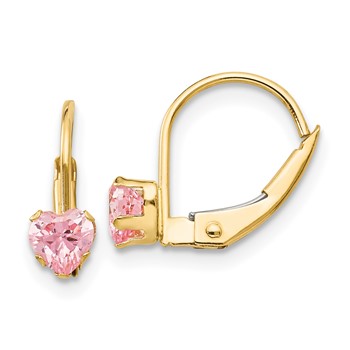 14k Madi K 4mm Pink CZ Childrens Leverback Earrings