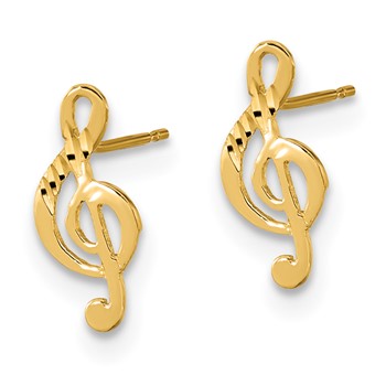 14k Madi K Polished Musical Treble Clef Childrens Post Earrings — alternate view
