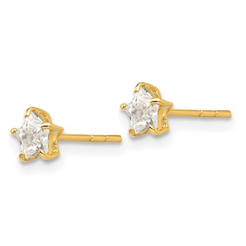 14k Madi K CZ 4mm Star Childrens Post Earrings — alternate view